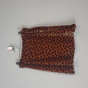 MADEWELL Orange Black Velour Polka Dot A-Line/ Skater Skirt